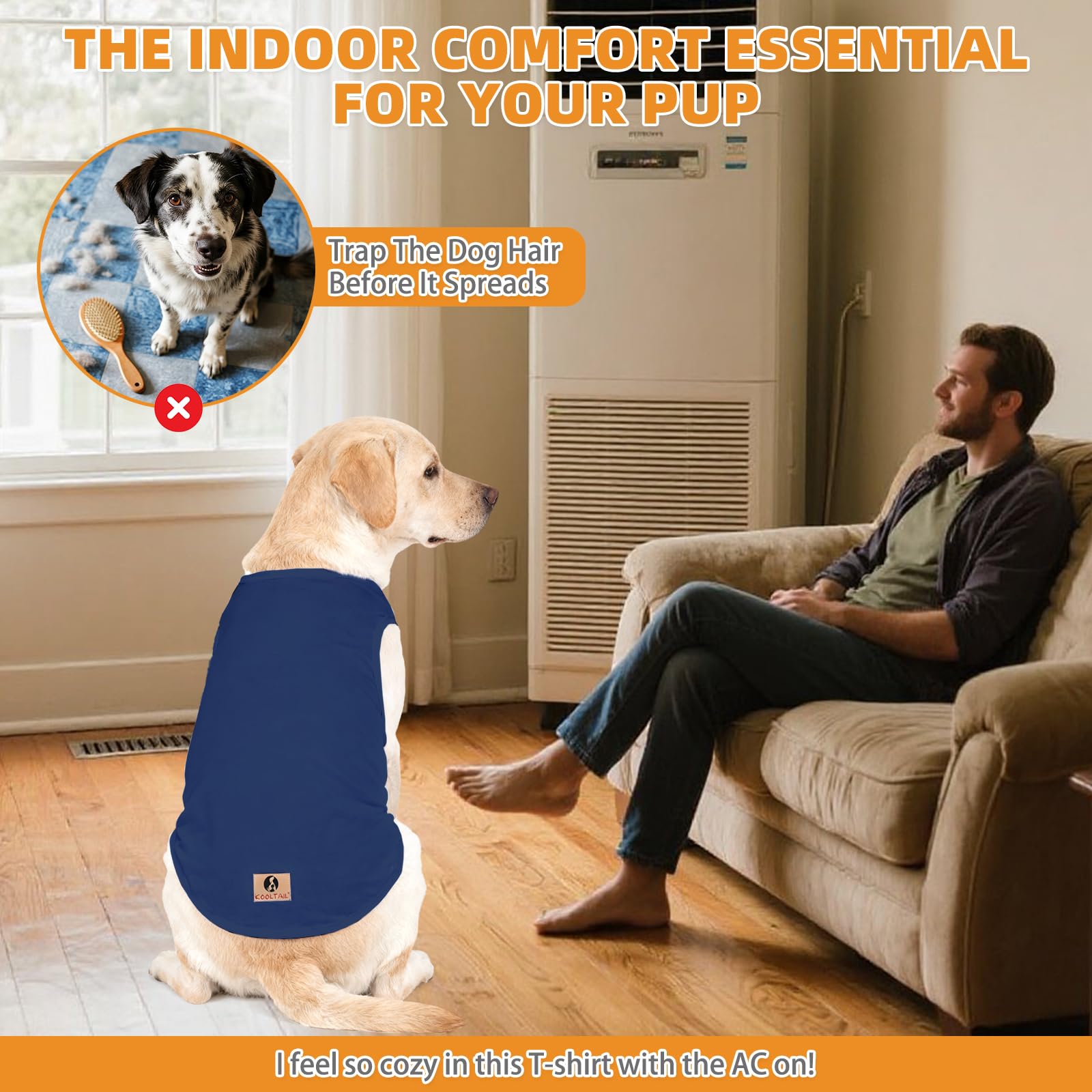 KOOLTAIL uso exterior ligero en camiseta para perro grande azul gris