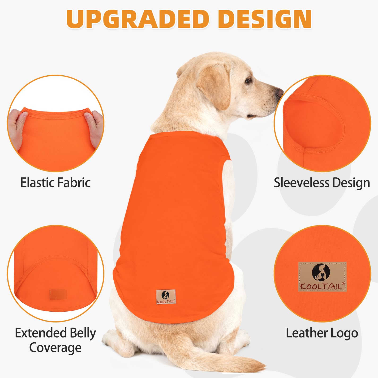 KOOLTAIL camiseta para perro grande, algodón transpirable para calor y frescura.