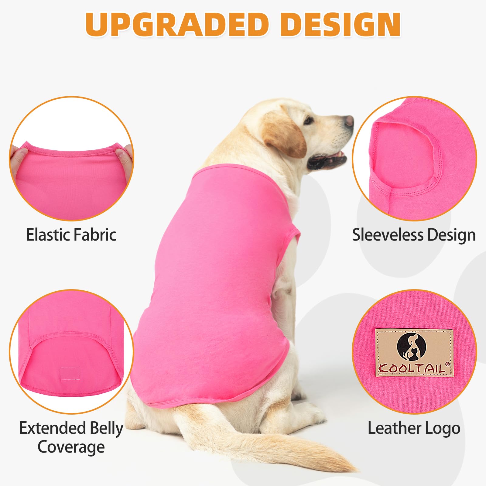 Camiseta KOOLTAIL rosa claro para perros grandes, tela transpirable