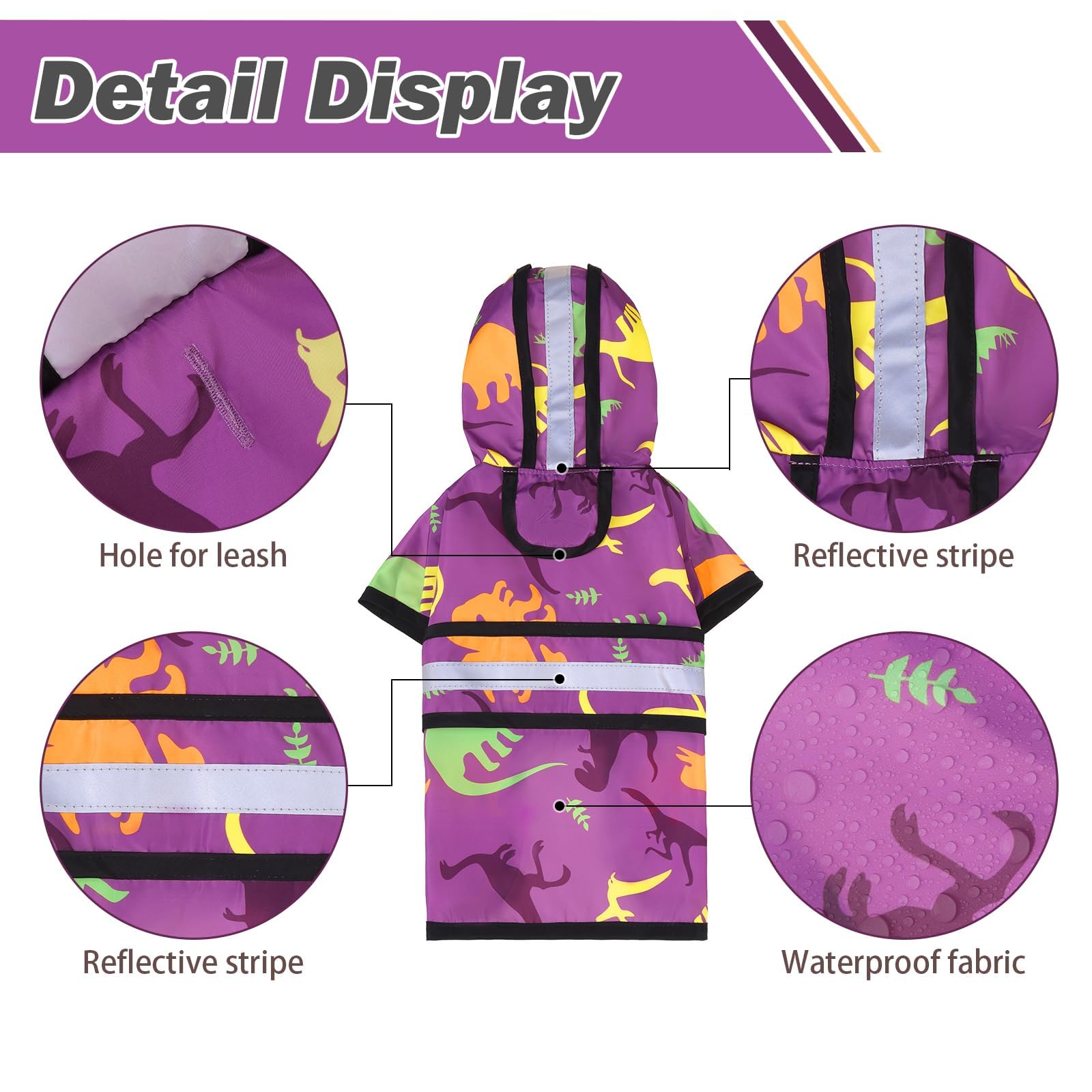 KOOLTAIL capa impermeable para perros, vista trasera, ajuste cómodo en días lluviosos.