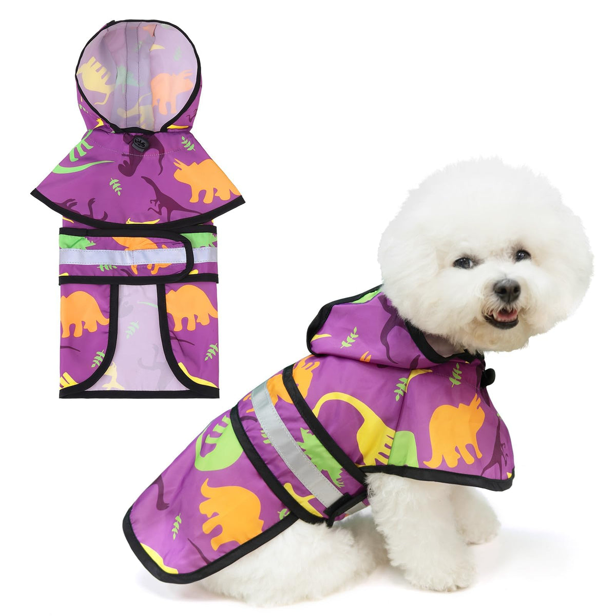 KOOLTAIL capa impermeable para perros, vista frontal, protección contra la lluvia.