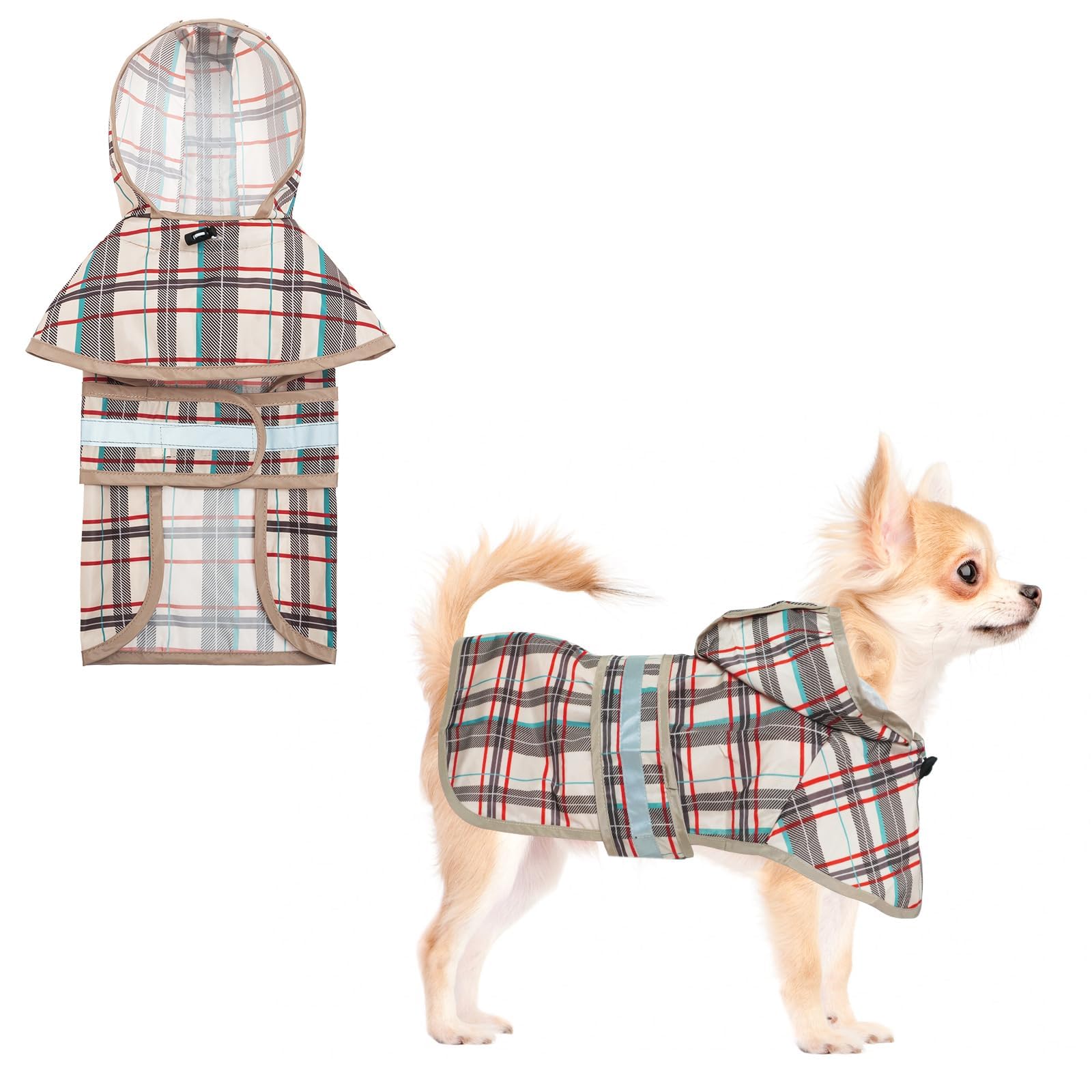 KOOLTAIL capucha para perro impermeable beige, protección ligera para días de lluvia.