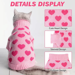 KOOLTAIL suéter de gato con patrón corazón, ideal para fotos y ocasiones especiales.