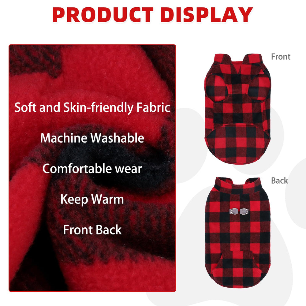 KOOLTAIL chaleco perro, espalda con diseño de cuadros rojos