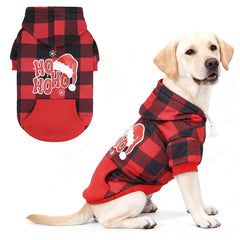 KOOLTAIL abrigo navideño para perros en rojo con cuadros, ideal para paseos festivos.