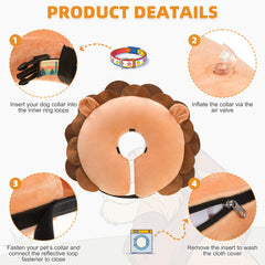 KOOLTAIL collar inflable con tres fijaciones internas para mayor estabilidad.