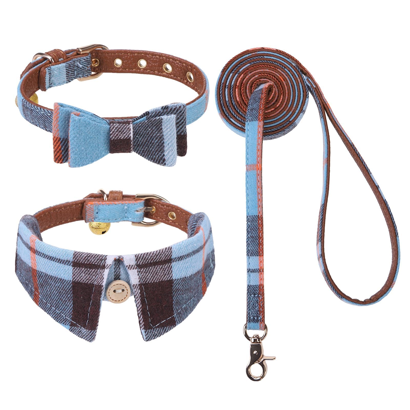 KOOLTAIL collar con pajarita de cuadros, elegante y cómodo para perros pequeños.