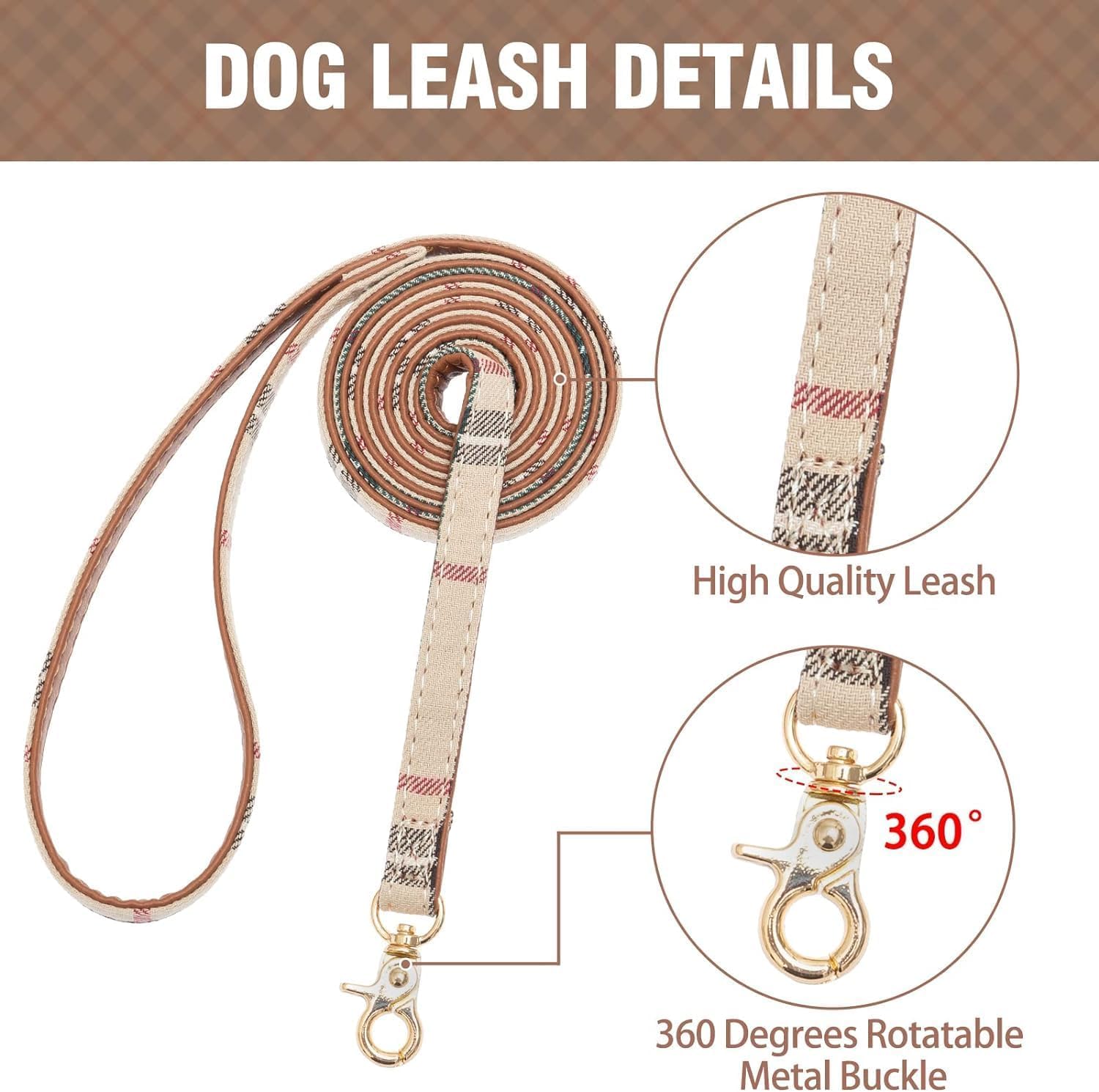 KOOLTAIL conjunto de collar con lazo beige para mascotas pequeñas