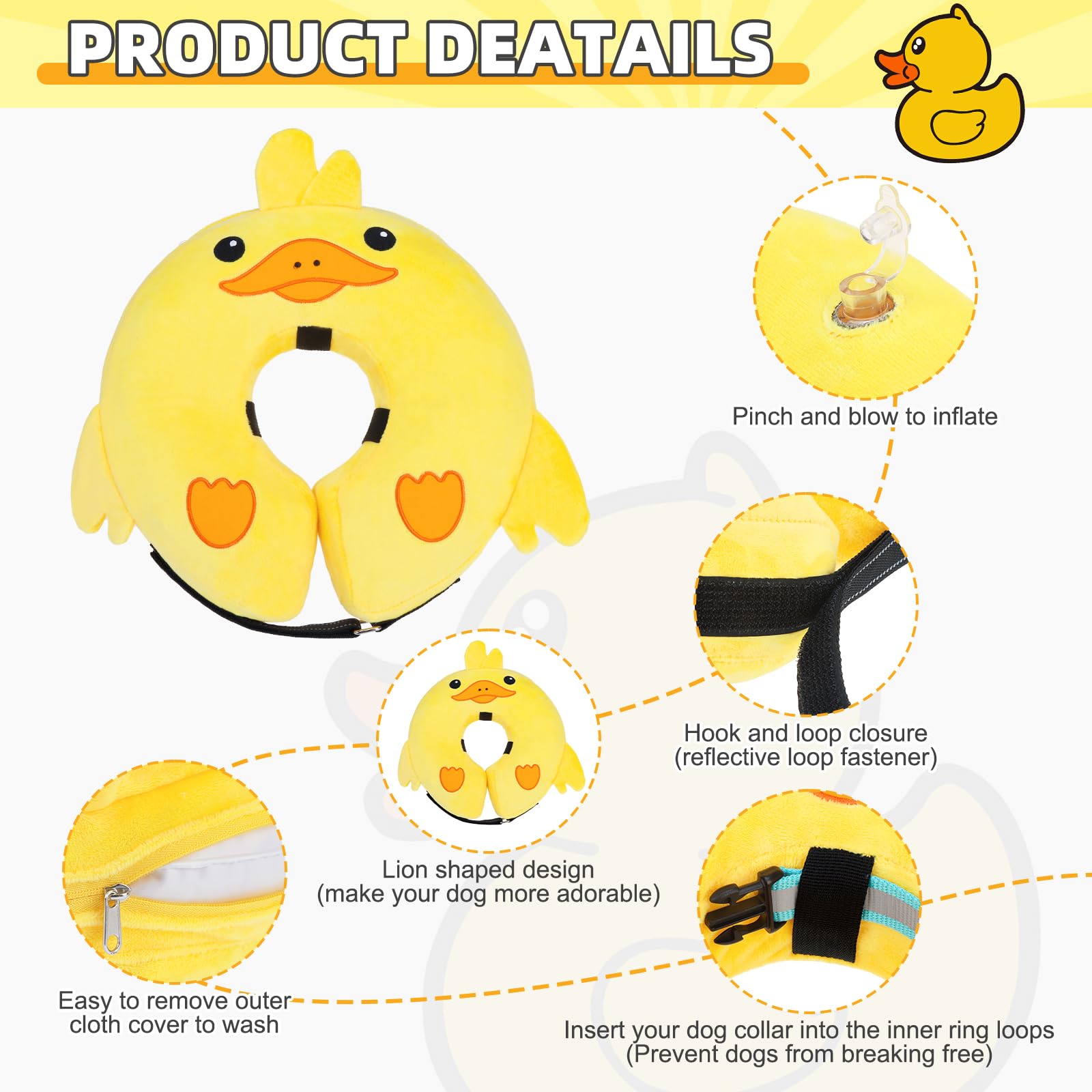 KOOLTAIL Cono inflable, diseño leon, aspecto atractivo durante la recuperación.