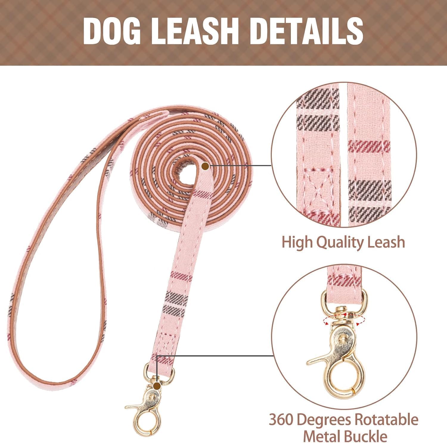 KOOLTAIL correa rosa de 150 cm, libertad controlada durante caminatas