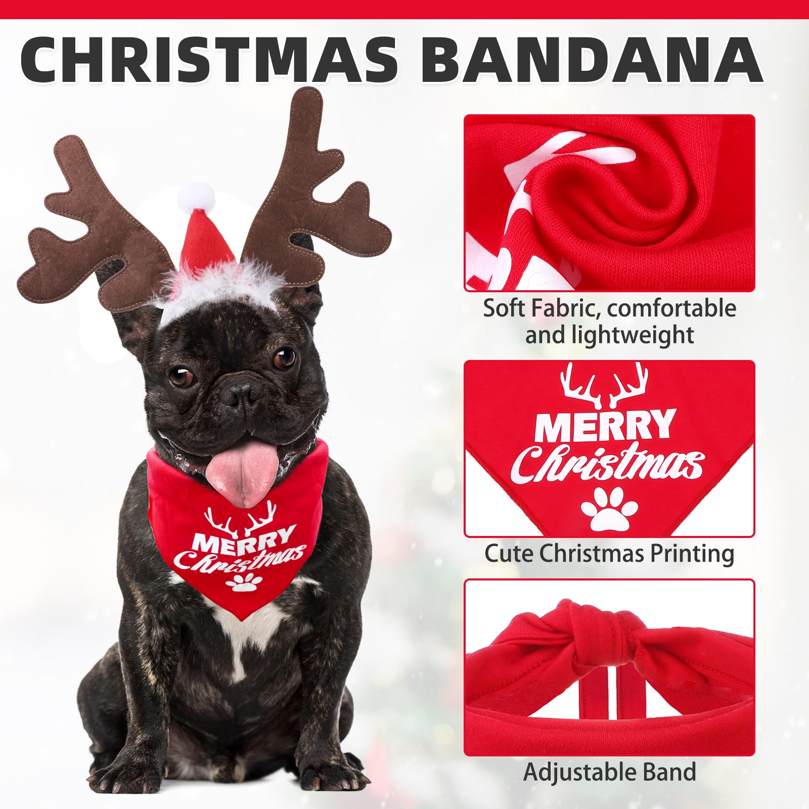 KOOLTAIL disfraz navidad para perros con dos piezas, para fiestas