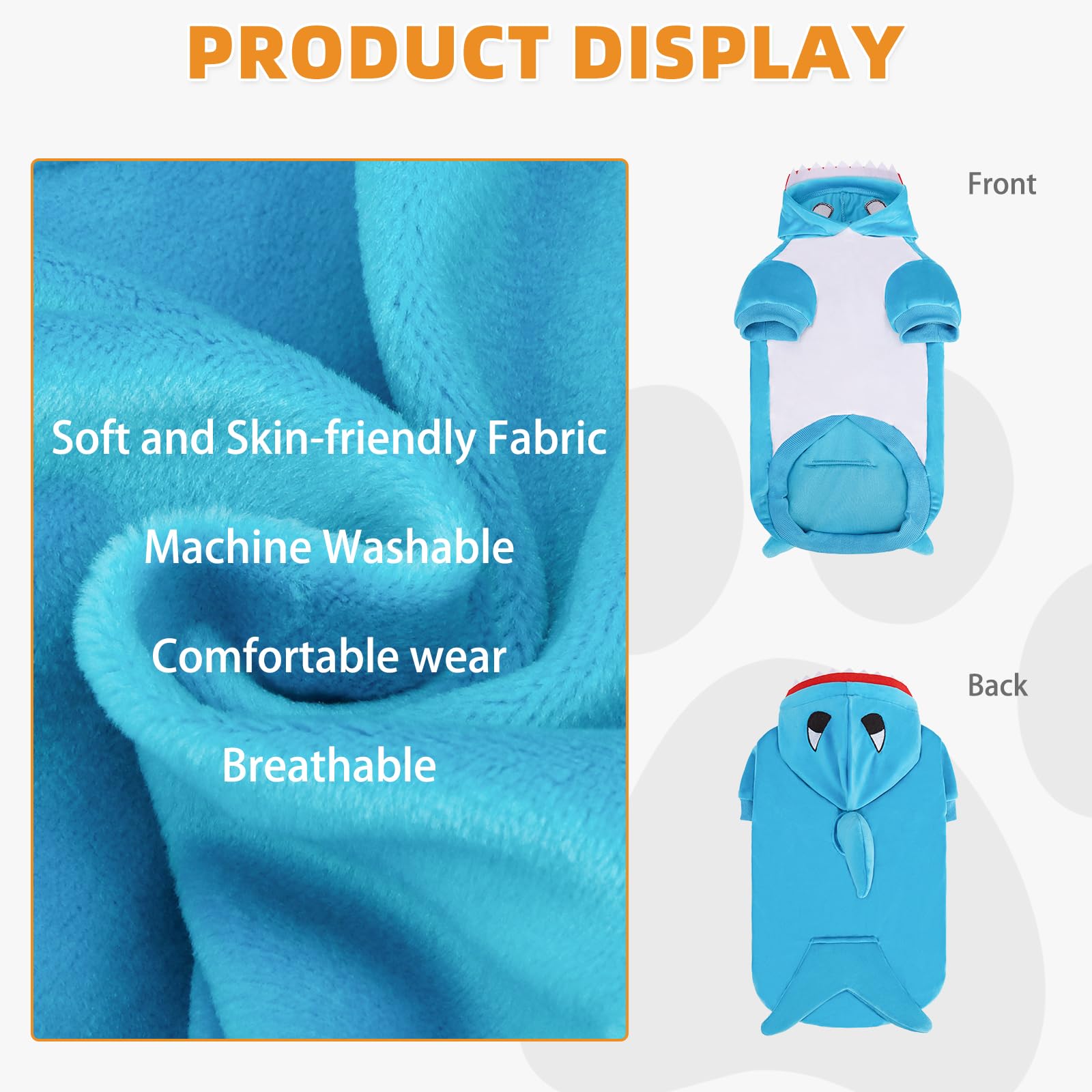 KOOLTAIL Disfraz tiburón para perro, capucha visible para vestir con facilidad.