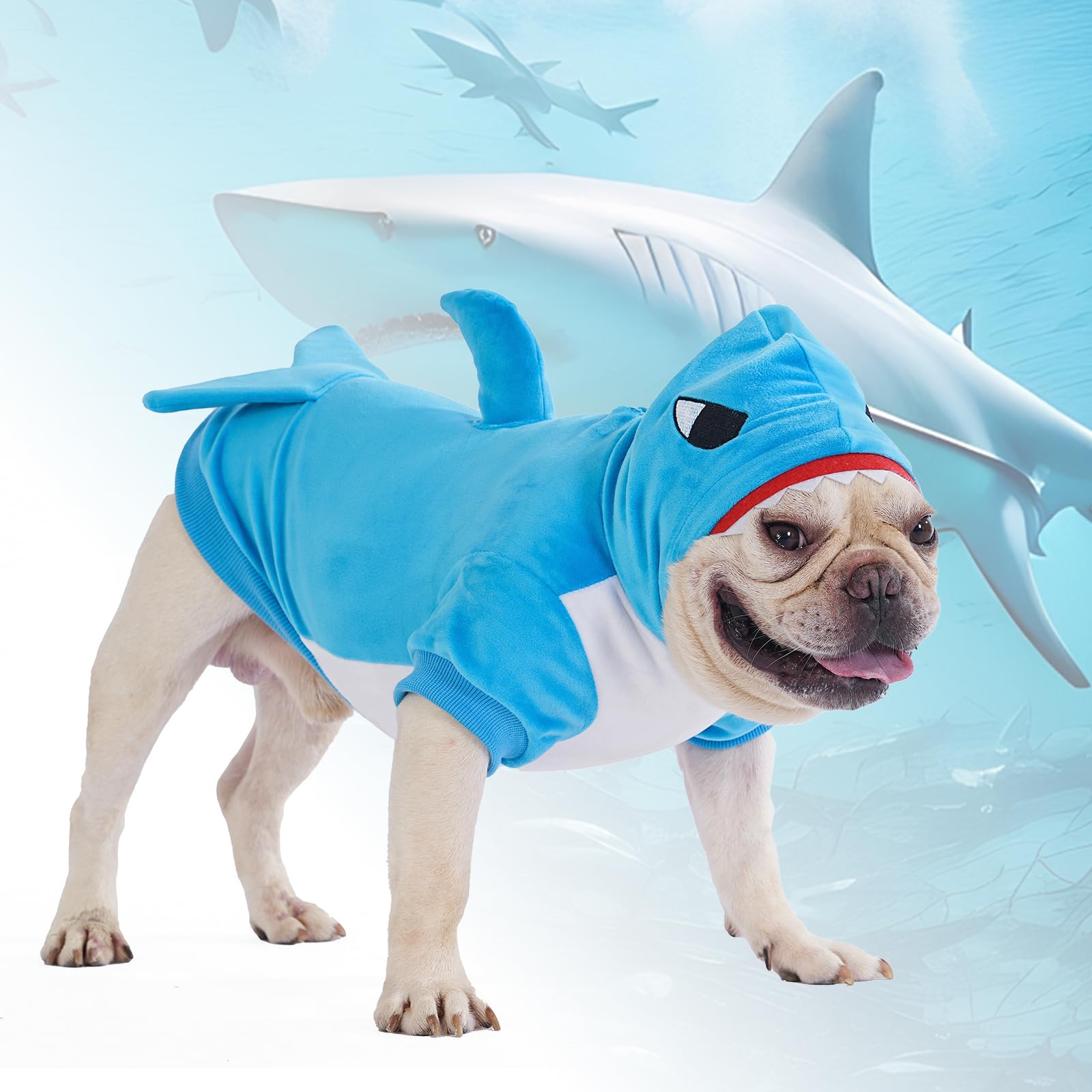KOOLTAIL Disfraz tiburón para perro, costuras suaves para un ajuste cómodo.
