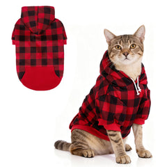 KOOLTAIL hoodie gato cuadros con gorra, ideal para paseos invernales.