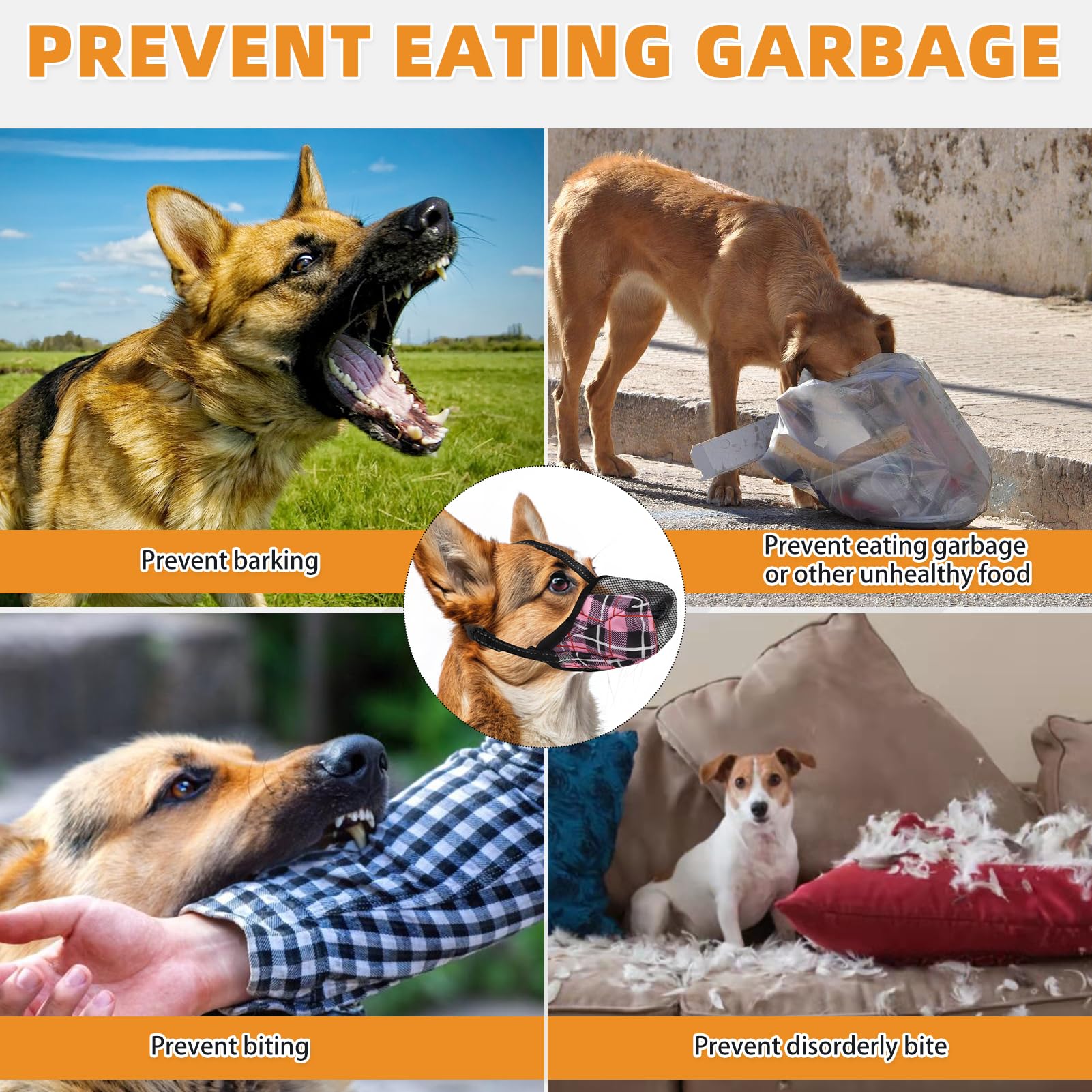 KOOLTAIL mordaza para distintos tamaños caninos, ideal para perros pequeños, medianos y grandes.