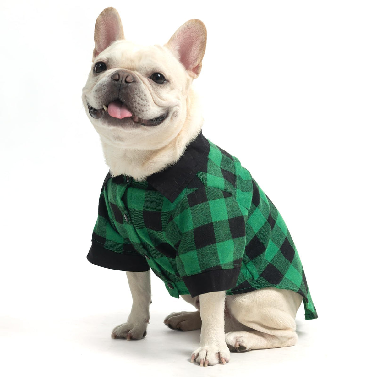 Camiseta KOOLTAIL para perros con cuadros navideños verdes, cómodo y apta para uso diario.