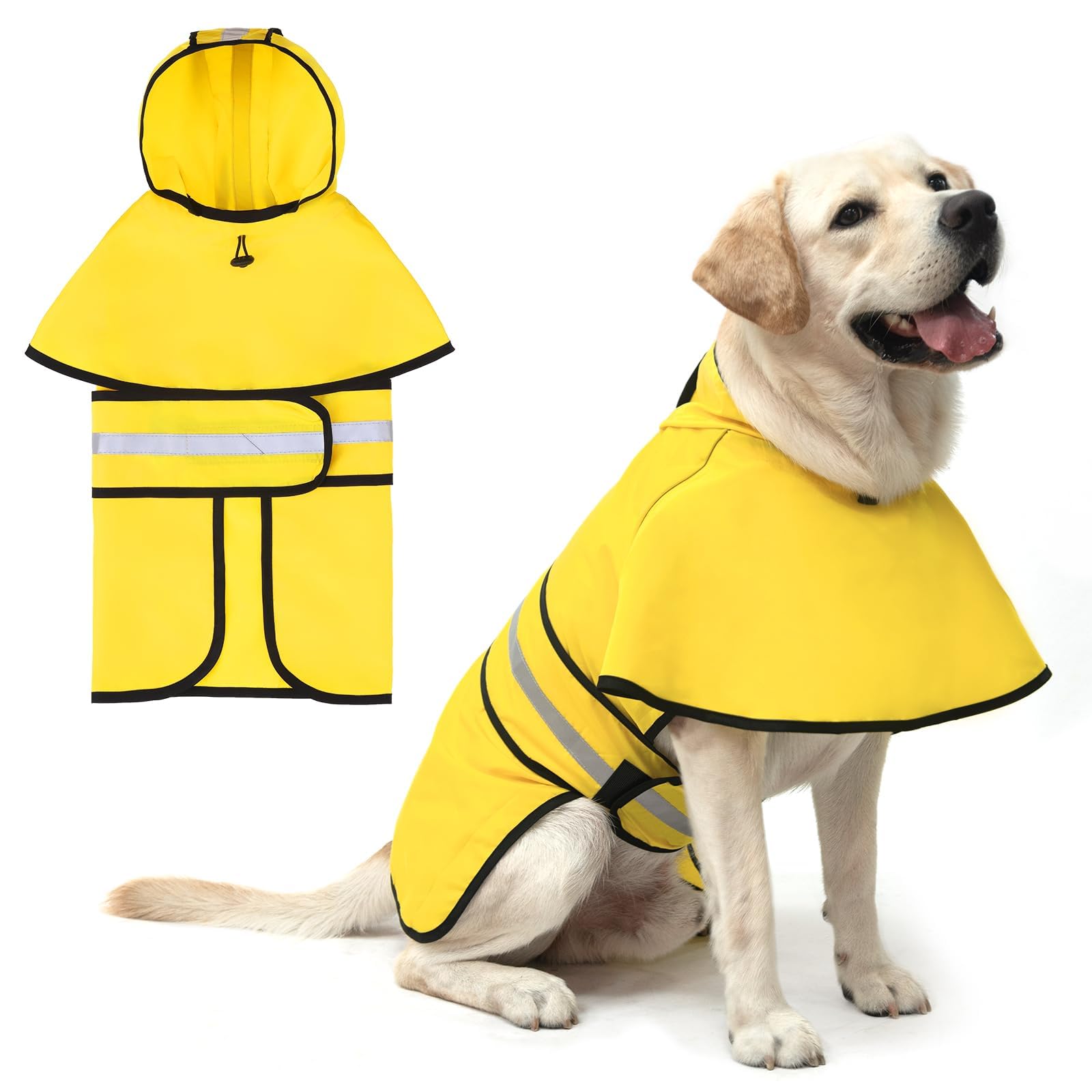 KOOLTAIL abrigo impermeable para perros con capucha: vista frontal que evita la humedad