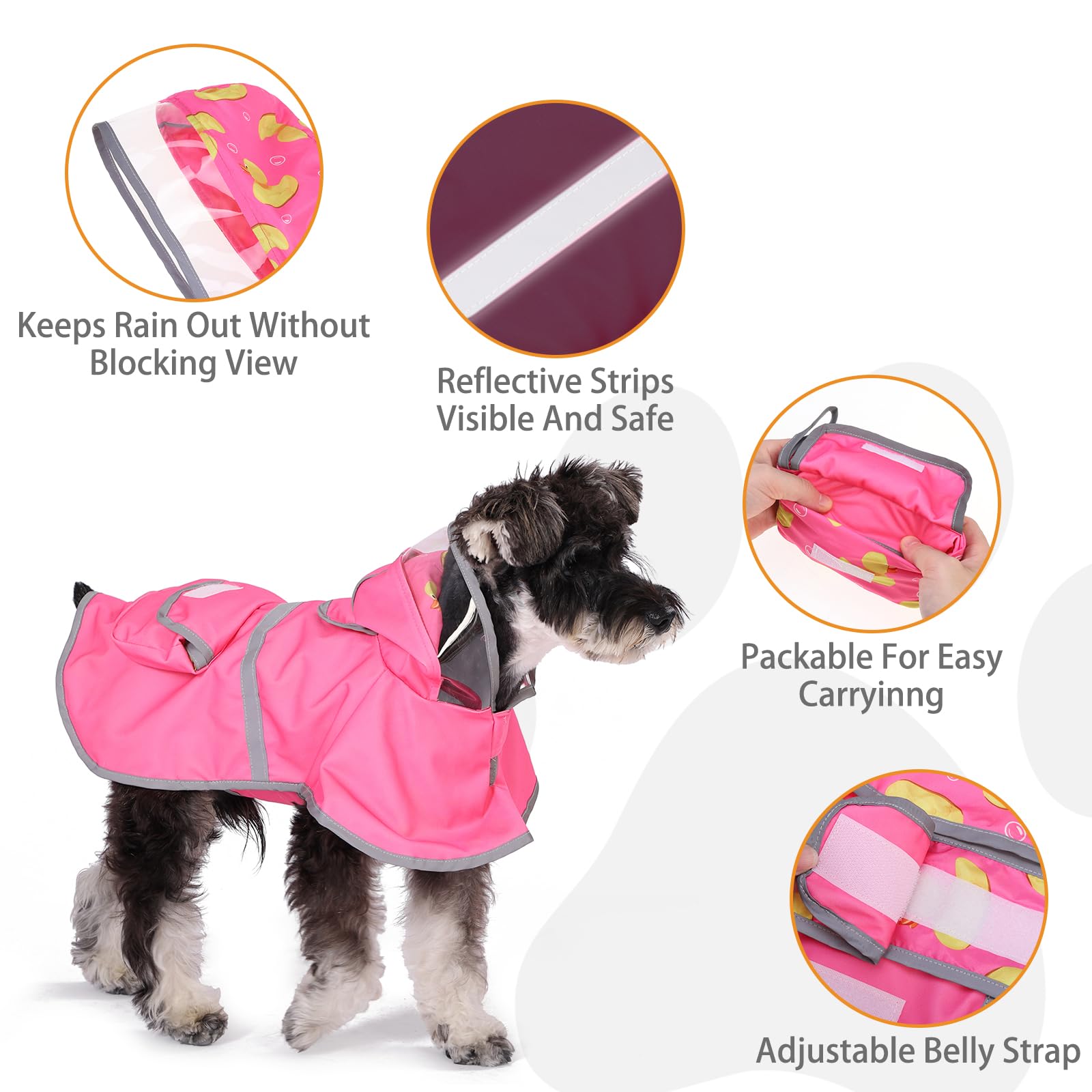 KOOLTAIL chubasquero perro con tiras reflectantes mejora la visibilidad.