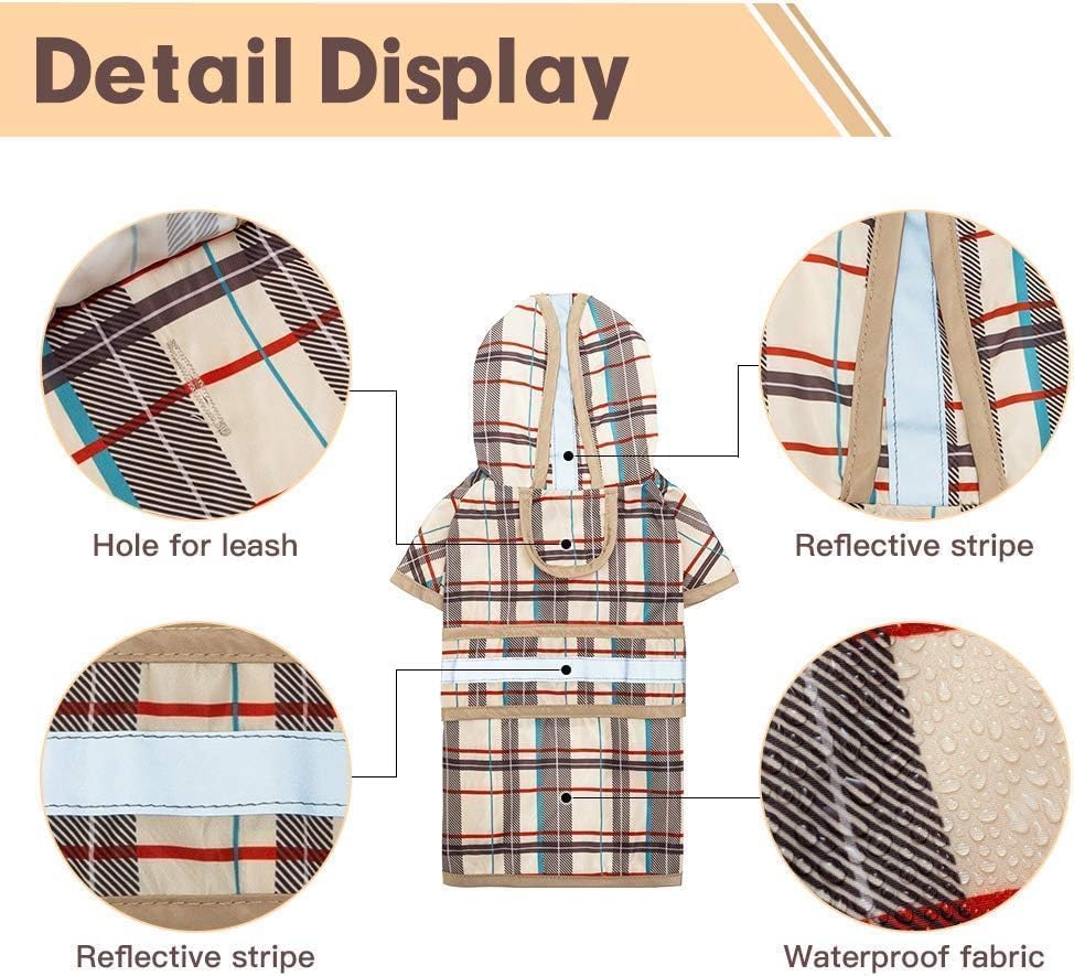 KOOLTAIL poncho para perro con franjas beige reflectantes y visibilidad nocturna