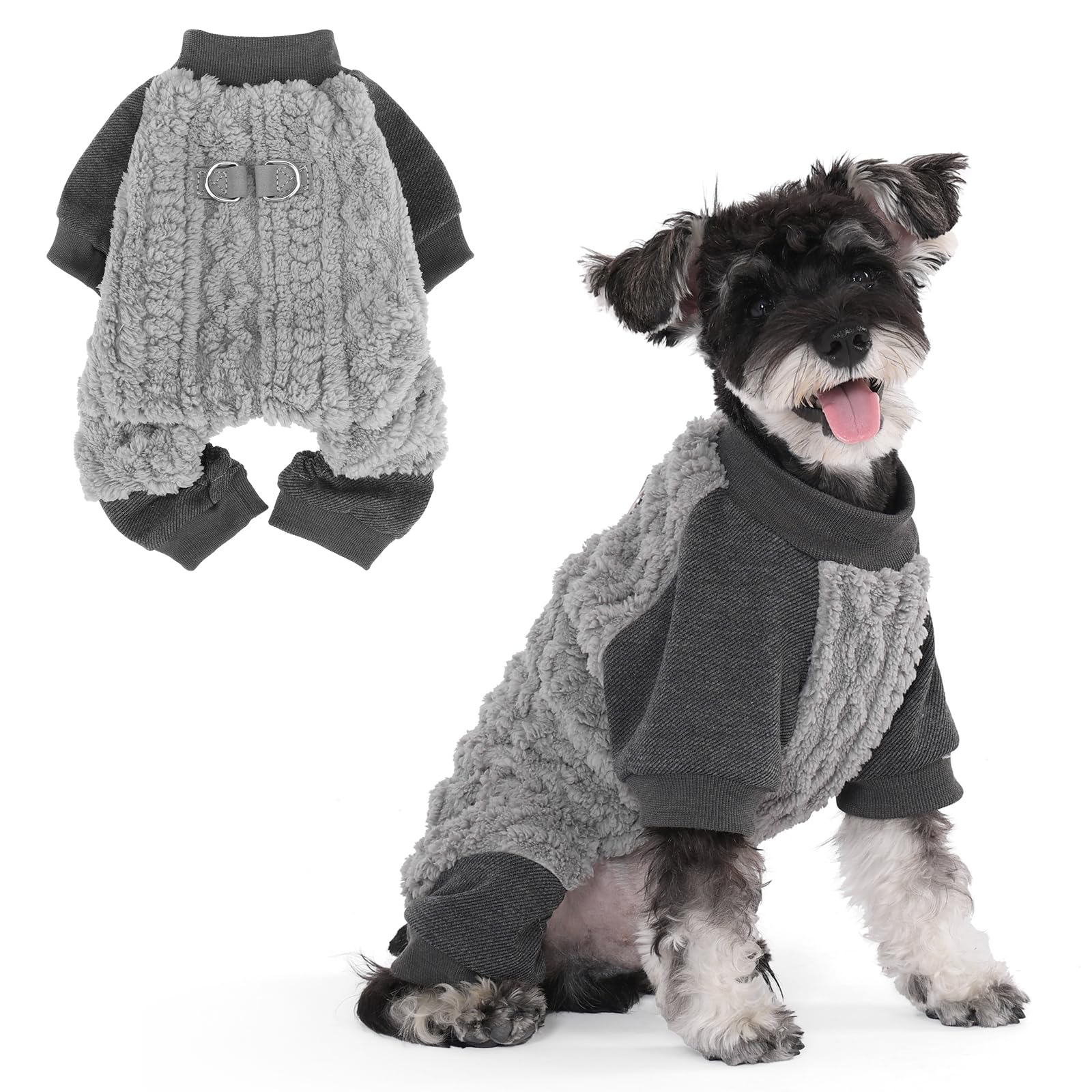 KOOLTAIL pijama de felpa beige con anillos en la espalda para paseos cálidos
