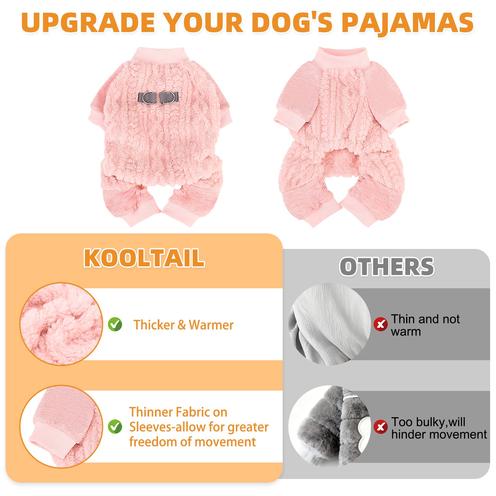 KOOLTAIL Pijama para perro pequeño, anillas D en la espalda, sujeción segura para paseos