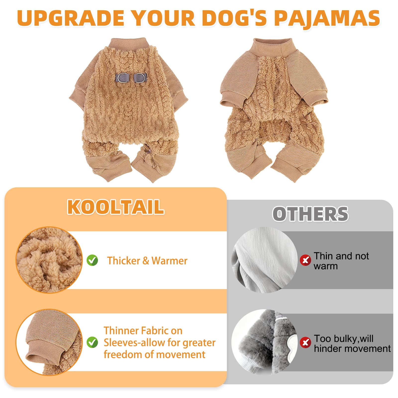 Pijama KOOLTAIL para perro pequeño gris, tejido forro polar cálido y resistente