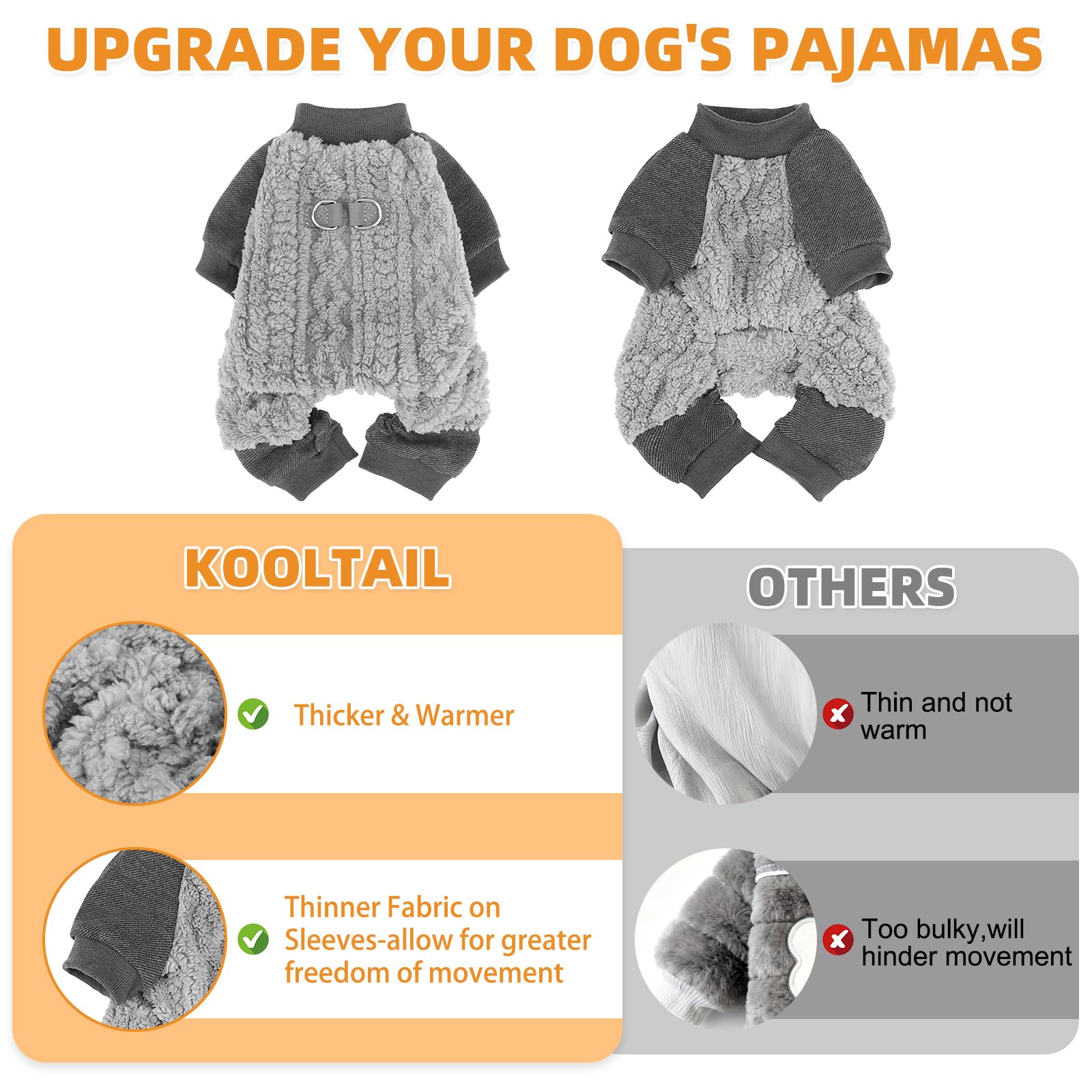 KOOLTAIL pijama talla XS ajuste cómodo para perros pequeños