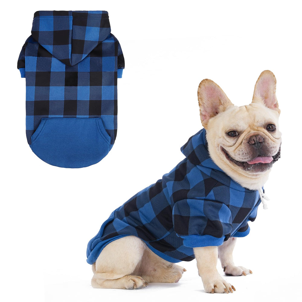 KOOLTAIL sudadera para perro azul a cuadros con capucha, diseño moderno para paseos.