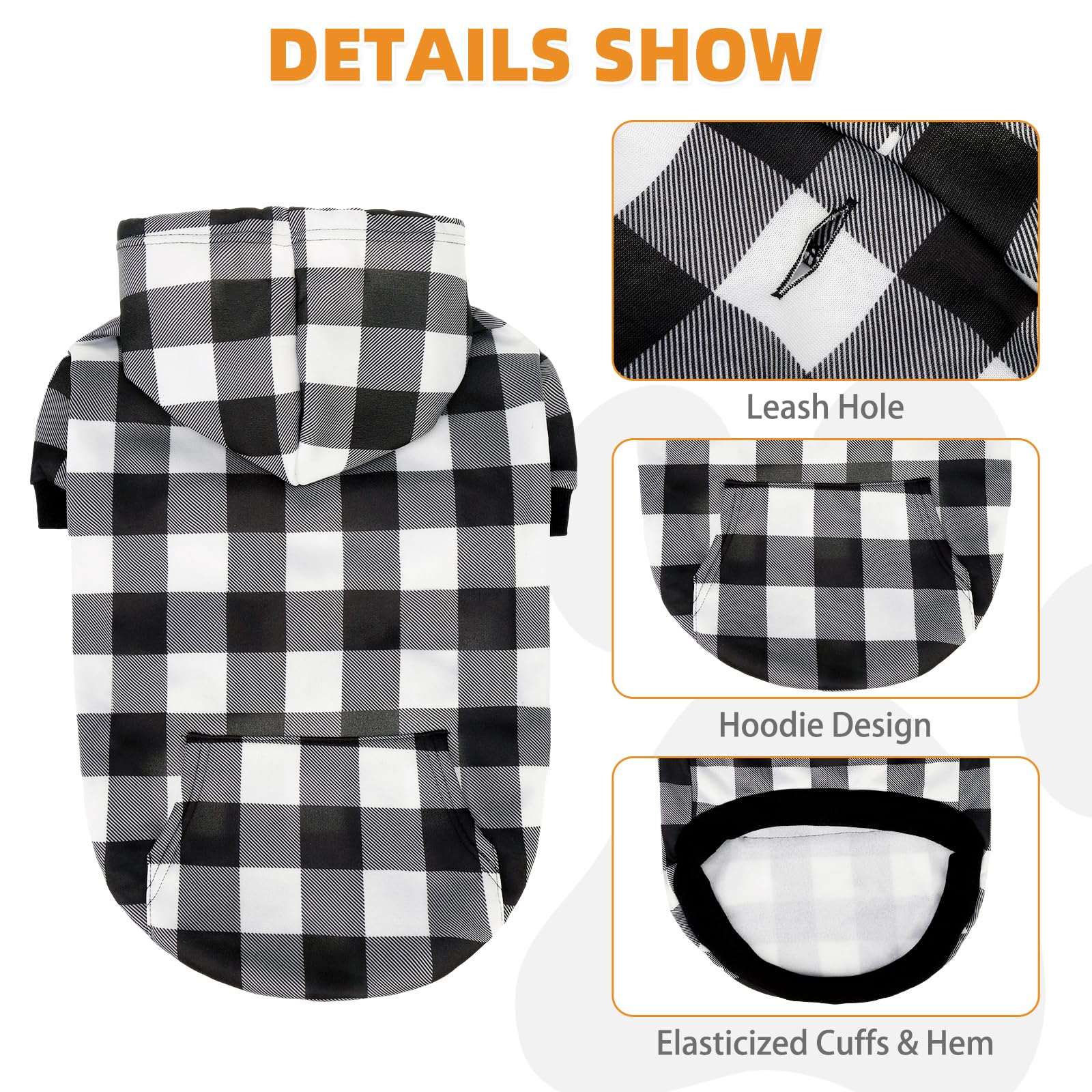 KOOLTAIL sudadera con capucha para perro, cuadros, vista dorsal, ideal para salidas al parque.