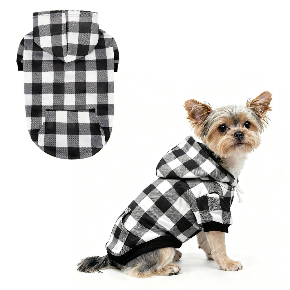 KOOLTAIL sudadera perro capucha cuadros, vista frontal, cálida y cómoda.