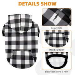 KOOLTAIL sudadera perro capucha cuadros, vista lateral, ajuste cómodo.