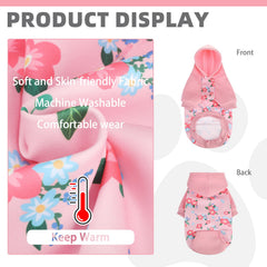 KOOLTAIL sudadera para perro rosa, capucha ajustable para protección contra el viento.