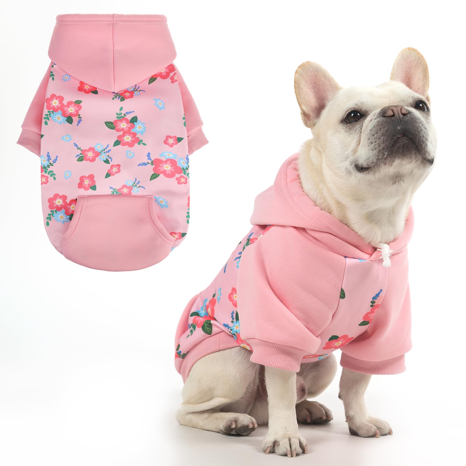 KOOLTAIL sudadera para perro rosa, vista frontal, cálido para paseos fríos.