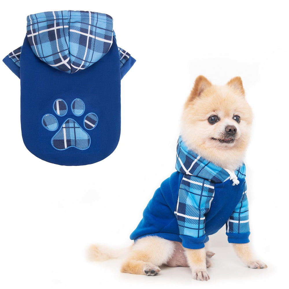 KOOLTAIL sudadera para perro con capucha y cuadros, ideal para paseos fríos.