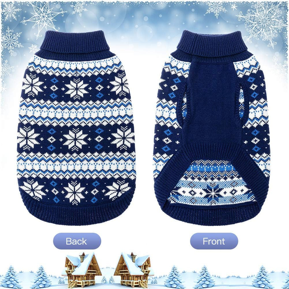 KOOLTAIL suéter de cuello alto con copos de nieve, estilo festivo para mascotas