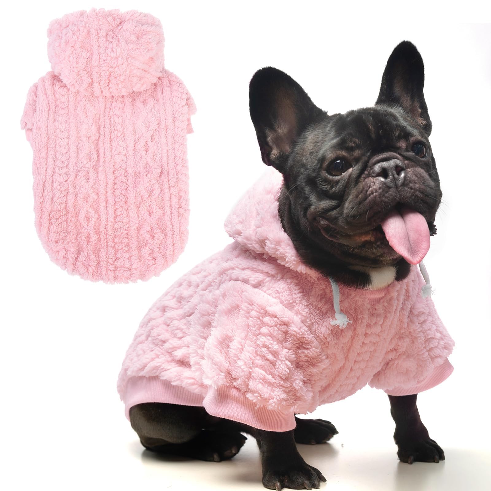 Sudadera Kooltail para perro con forro de peluche rosa, abrigada y suave.