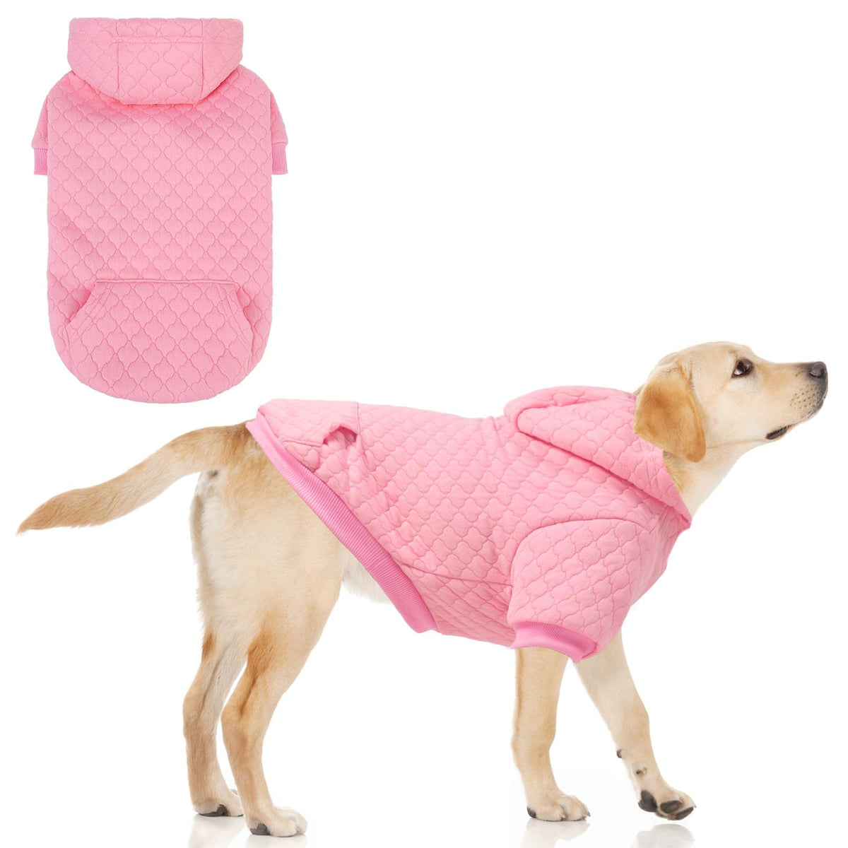 KOOLTAIL sudadera para perro grande rosa, frontal cálido para paseos fríos.