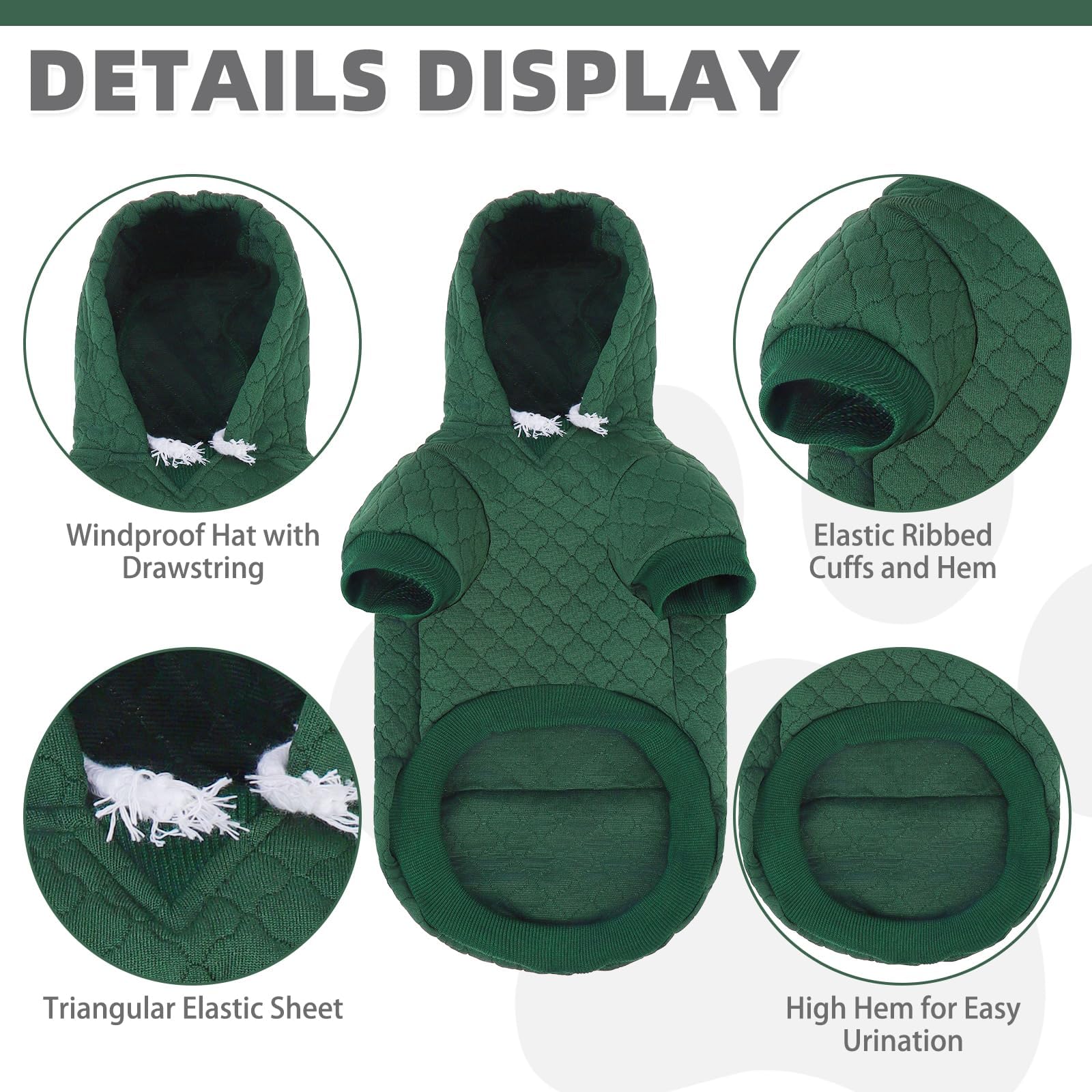 KOOLTAIL sudadera para perro grande verde acceso para correa; arnés seguro