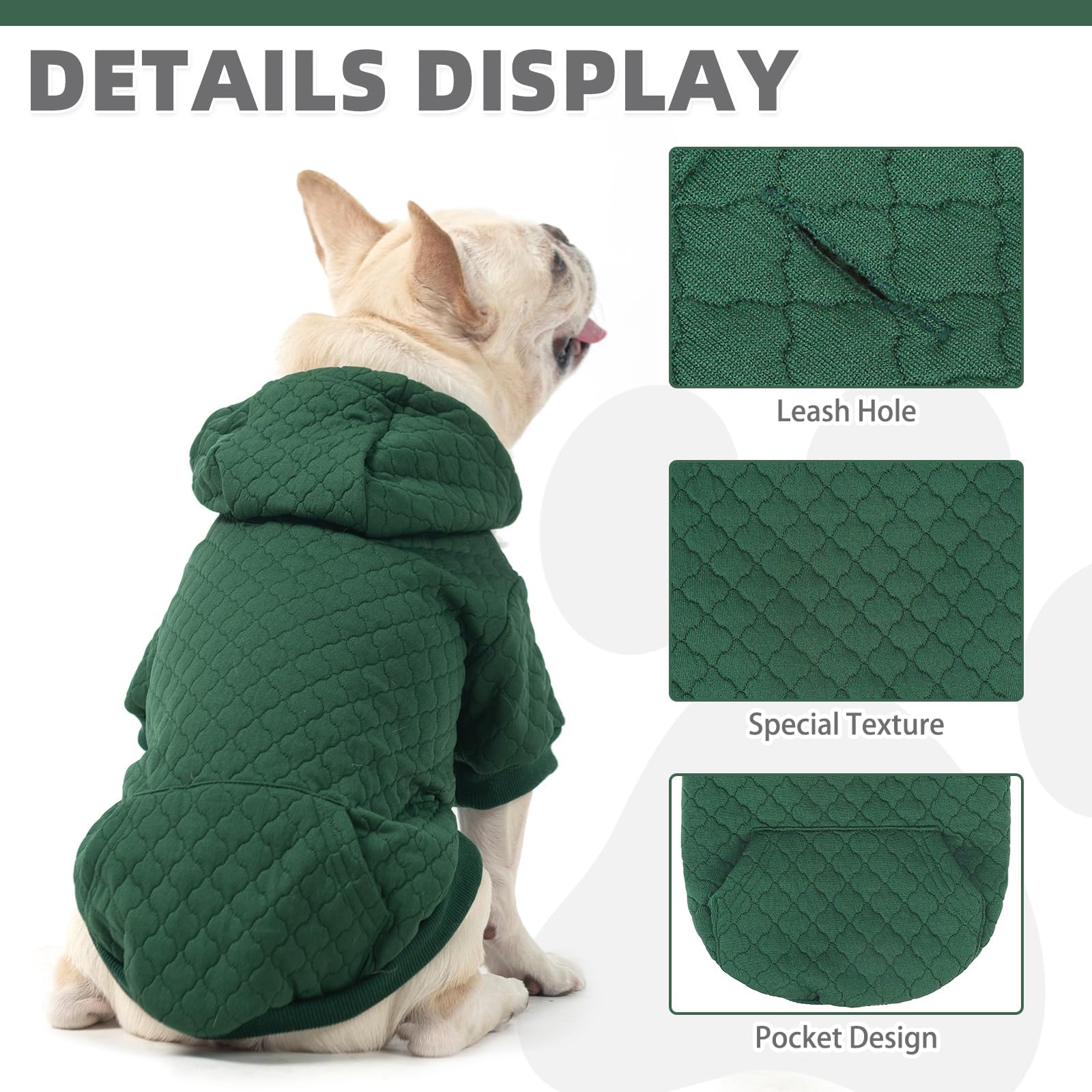 KOOLTAIL sudadera para perro grande verde bolsillo integrado; paseo práctico