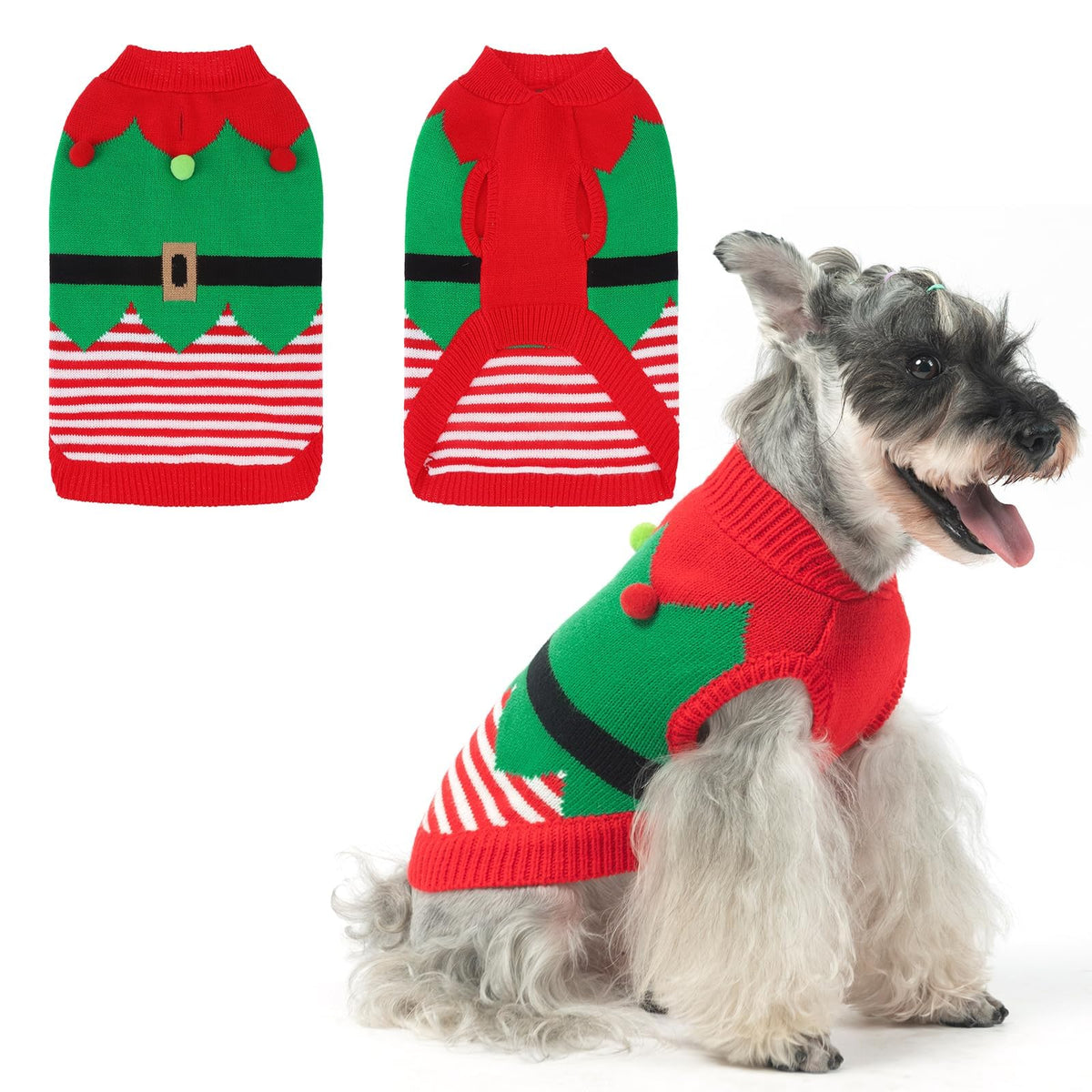 Sudar Kooltail para perro con diseño navideño frontal, ideal para abrigar en días fríos