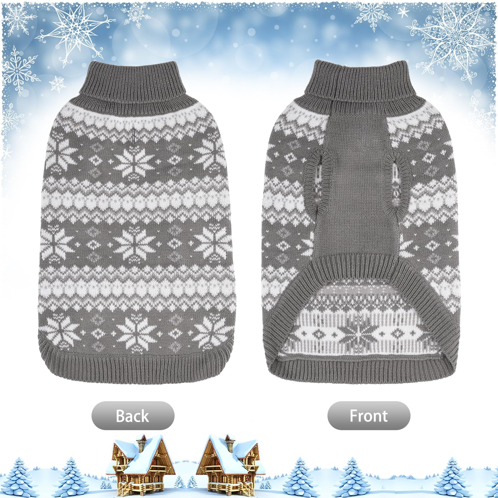 KOOLTAIL suéter perro con patrón copo de nieve para estilo navideño.