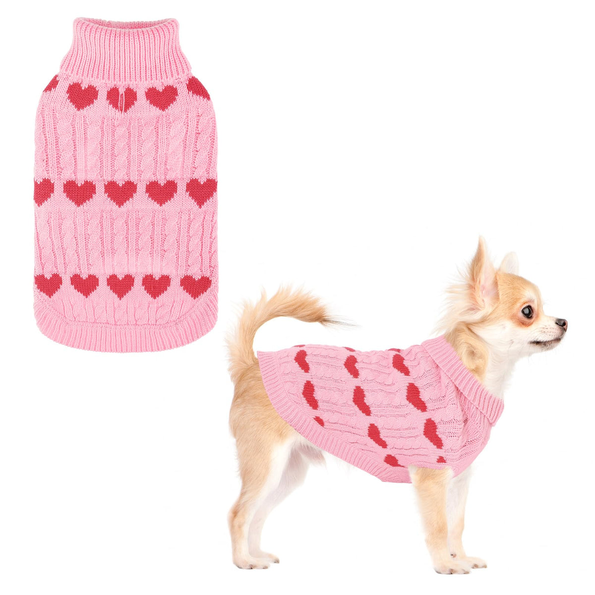 KOOLTAIL suéter para perros con corazón rosa, estilo festivo y cómodo.