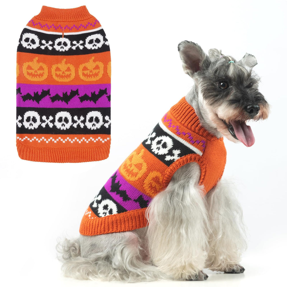 KOOLTAIL suéter Halloween para perros con patrón de calabaza, ideal para paseos festivos