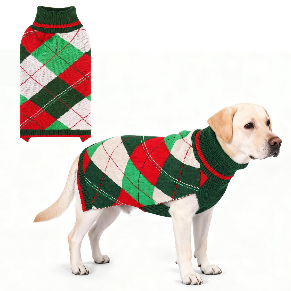 KOOLTAIL suéter para perro, vista frontal, calor reconfortante para paseos navideños.