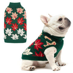 KOOLTAIL sueter para perro con hojas de arce otoñales, ideal para paseos en clima fresco.