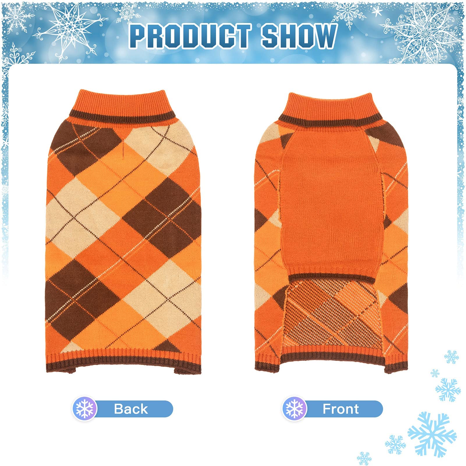 KOOLTAIL suéter perro plaid colores naranja, ideal para fiestas y días fríos