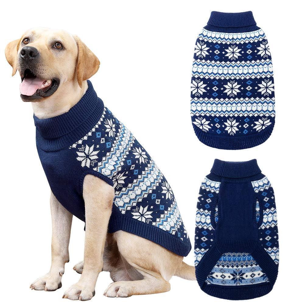 KOOLTAIL suéter perro punto cable con cuello alto azul marino para paseos fríos
