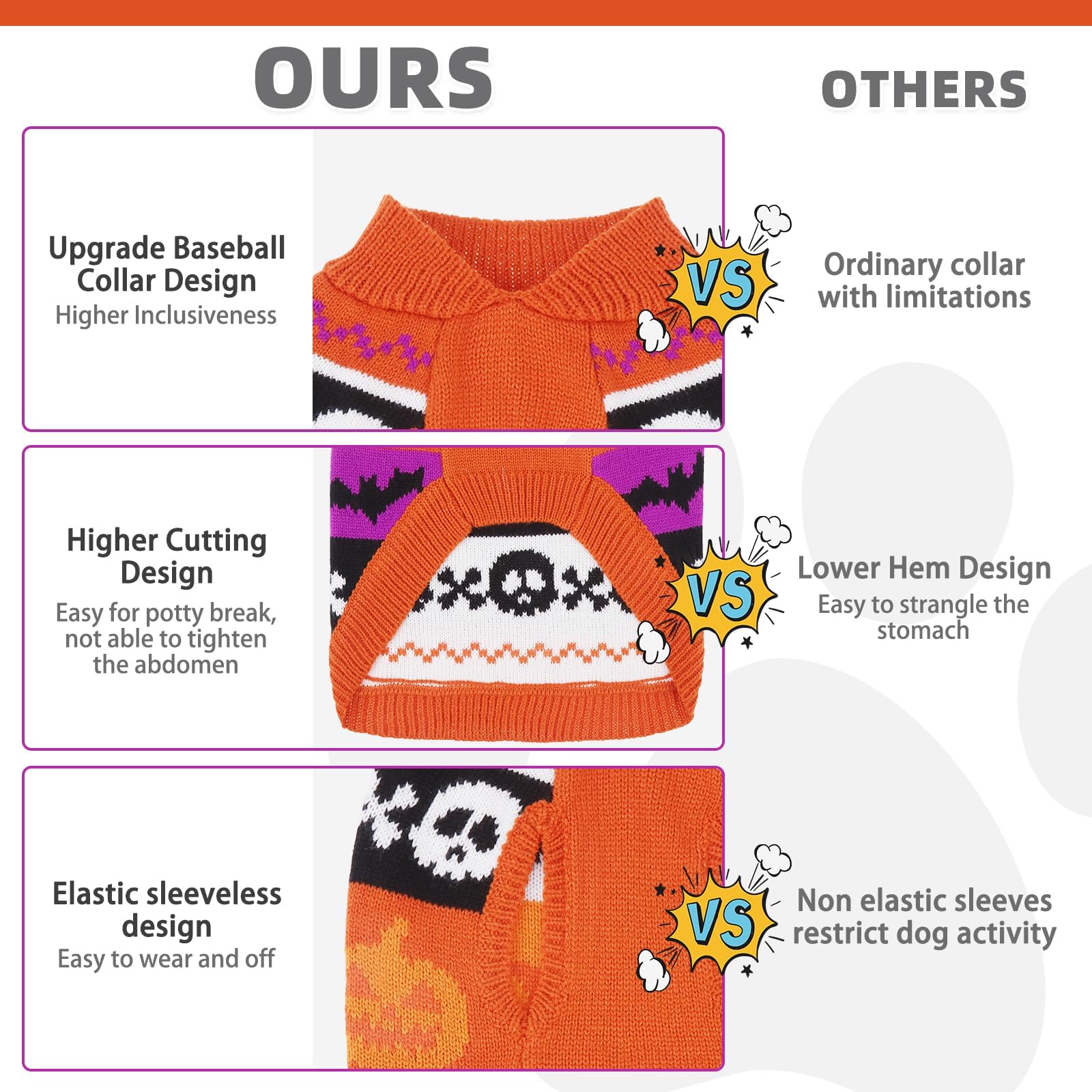 KOOLTAIL suéter para perros, vista frontal mostrando el diseño de Halloween