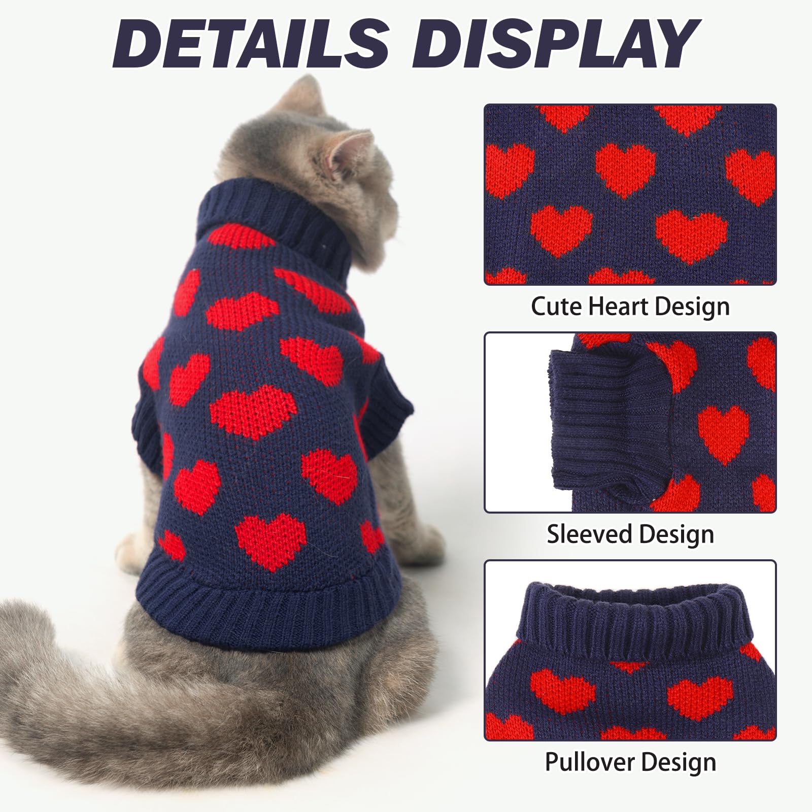 KOOLTAIL suéter gato tejido acrílico suave, abrigo cómodo para mascotas
