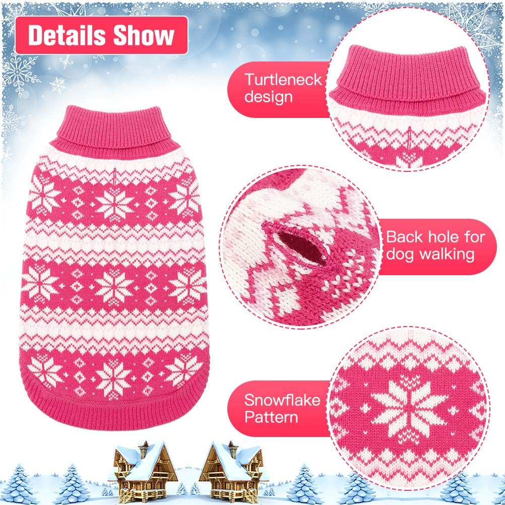 KOOLTAIL suéter para perros, patrón copos de nieve, rosa